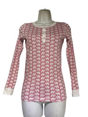 Roller Rabbit Hathi Elephant Pajama long sleeve Henley top Shirt youth size 14